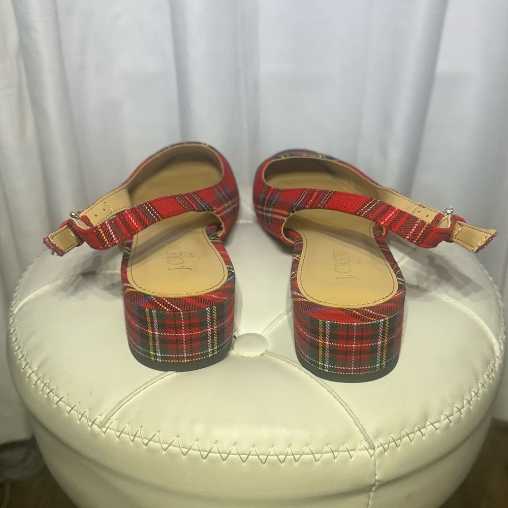 J.CREW Stewart Tartan Plaid Low Heel Slingbacks Size 8 1/2 - Women's - Picture 7 of 7